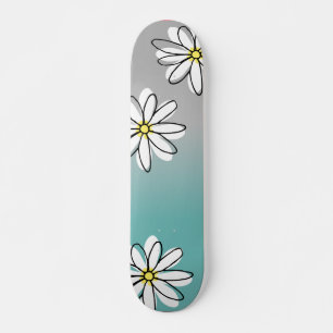 Daisy Modren Turquoise Grijs Ombre Doodle Persoonlijk Skateboard