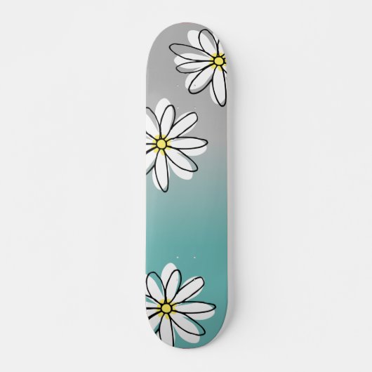 Daisy Modren Turquoise Grijs Ombre Doodle Persoonlijk Skateboard (Voorkant)