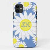 Daisy Monogram blauw wit en geel Case-Mate iPhone Case (Achterkant)
