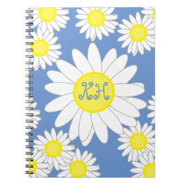 Daisy Monogram blauw wit en geel Notitieboek