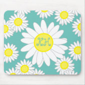 Daisy Monogram Blauwgroen Groen Wit en Geel Muismat (Voorkant)