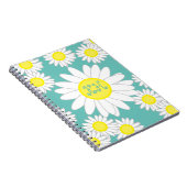 Daisy Monogram Blauwgroen Groen Wit en Geel Notitieboek (Rechterzijde)