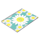 Daisy Monogram Blauwgroen Groen Wit en Geel Notitieboek (Linkerzijde)