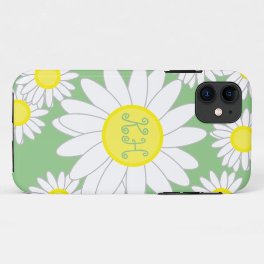 Daisy Monogram groen wit en geel Case-Mate iPhone Case (Achterkant (horizontaal))