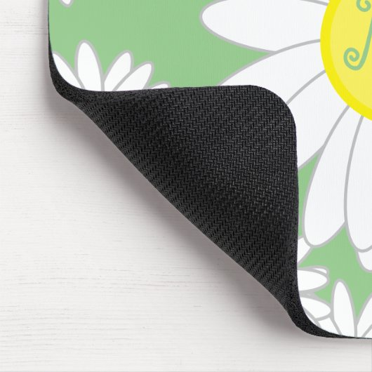 Daisy Monogram groen wit en geel Muismat (Hoek)