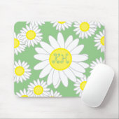 Daisy Monogram groen wit en geel Muismat (Met muis)