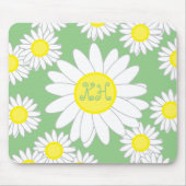 Daisy Monogram groen wit en geel Muismat (Voorkant)