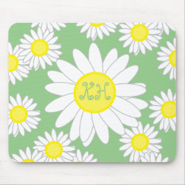 Daisy Monogram groen wit en geel Muismat