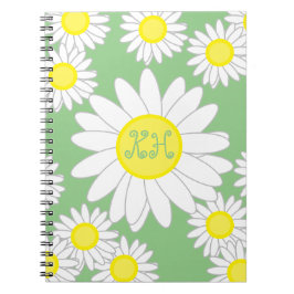 Daisy Monogram groen wit en geel Notitieboek