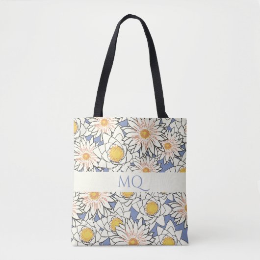 Daisy Monogram Lente Bloemen Tote Bag (Voorkant)