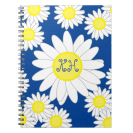 Daisy Monogram Marine Blauw Wit en Geel Notitieboek