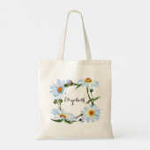  Daisy Monogram naam Floral Flower Tote Bag (Achterkant)
