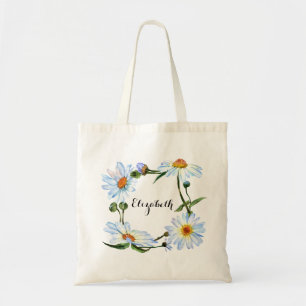  Daisy Monogram naam Floral Flower Tote Bag