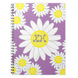 Daisy Monogram Paarse Wit en Geel Notitieboek