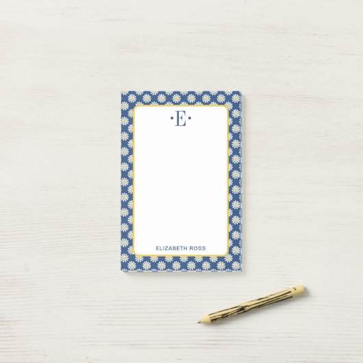 Daisy Monogram Post-it® Notes (Op bureau)