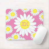 Daisy Monogram Roze Wit en geel Muismat (Met muis)