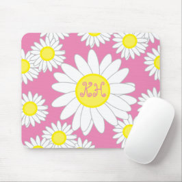 Daisy Monogram Roze Wit en geel Muismat