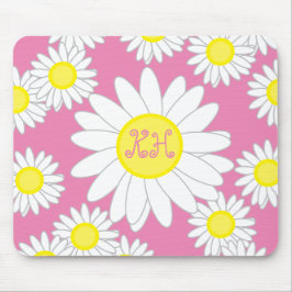 Daisy Monogram Roze Wit en geel Muismat
