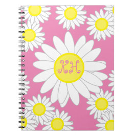 Daisy Monogram Roze Wit en geel Notitieboek