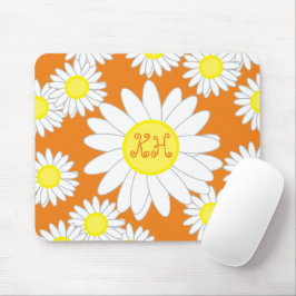Daisy Monogram Sinaasappel Wit en Geel Muismat