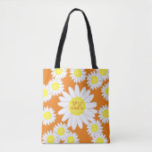 Daisy Monogram Sinaasappel Witte en Gele Canvas ta Tote Bag (Voorkant)