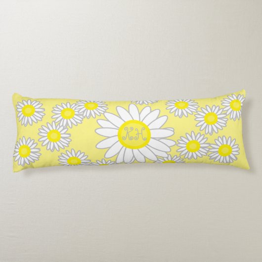 Daisy Monogram Wit en Geel Lichaamskussen (Achterkant)