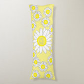 Daisy Monogram Wit en Geel Lichaamskussen (Voorkant Verticaal)