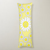 Daisy Monogram Wit en Geel Lichaamskussen (Achterkant (Verticaal))