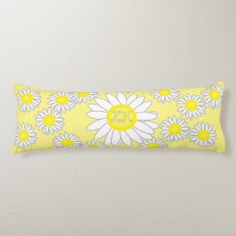 Daisy Monogram Wit en Geel Lichaamskussen