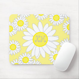 Daisy Monogram Wit en Geel Muismat