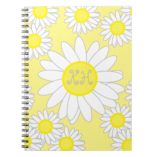Daisy Monogram Witte en Gele Canvas tas Notitieboek (Voorkant)