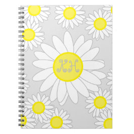 Daisy Monogram Zilver Grijs Wit en Geel Notitieboek