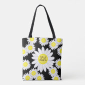 Daisy Monogram Zwart Wit en Geel Canvas tas (Achterkant)