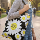 Daisy Monogram Zwart Wit en Geel Canvas tas