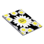 Daisy Monogram Zwart Wit en Geel Notitieboek (Rechterzijde)