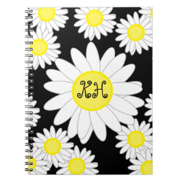 Daisy Monogram Zwart Wit en Geel Notitieboek