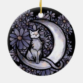 Daisy Moon Kat Kunst Bloem Maankind Katten Keramisch Ornament (Achterkant)