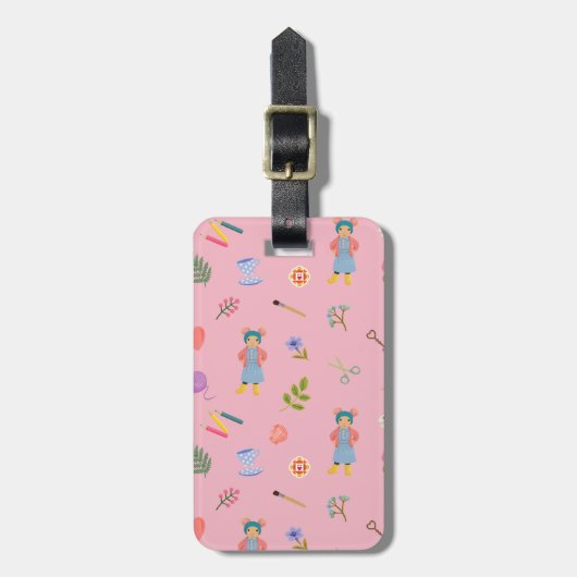 Daisy Motif Bagagelabel (Voorkant verticaal)