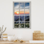 Daisy Mountain White Lijst Window Illusion Poster (Keuken)