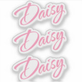Daisy name roze cursieve doopvont x3 sticker (Voorkant)
