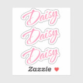 Daisy name roze cursieve doopvont x3 sticker (Vel)