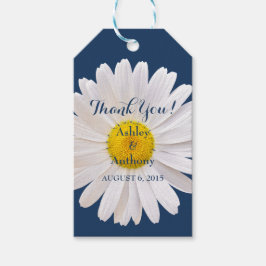 Daisy Navy Blauw Wit Bruiloft Dank u Favor Tag Cadeaulabel