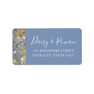 Daisy Navy Blue & Yellow Rowan Berries Adres Etiket