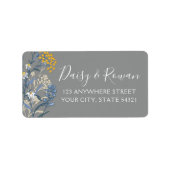 Daisy Navy Blue & Yellow Rowan Berries Adres Etiket (Voorkant)