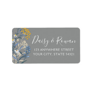 Daisy Navy Blue & Yellow Rowan Berries Adres Etiket