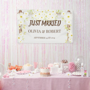 Daisy Net getrouwd bruiloft houten bloemen Spandoek