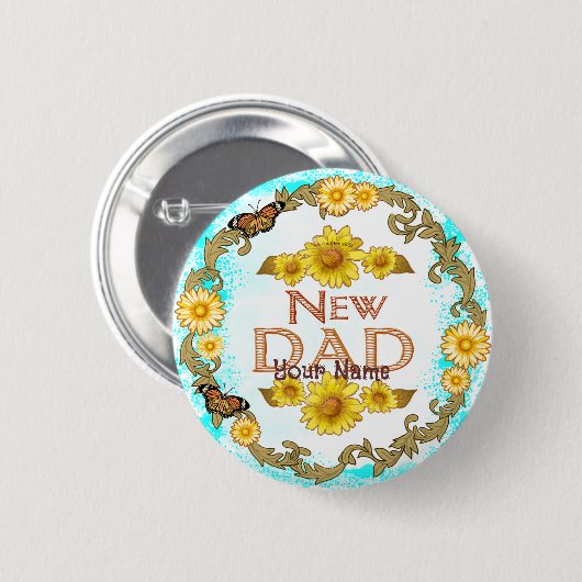 Daisy New Dad Ronde Button 5,7 Cm (Voorkant /achterkant)