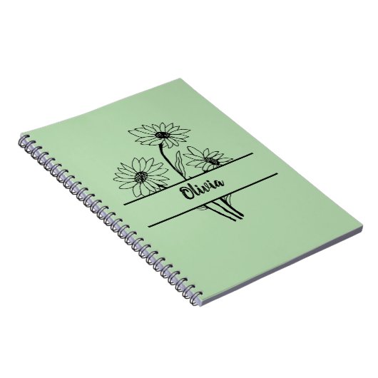 Daisy notebook personalized gift for girls notitieboek (Rechterzijde)