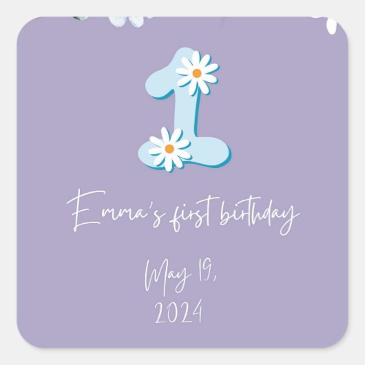 Daisy Nummer 1 Verjaardag Stickers (Voorkant)