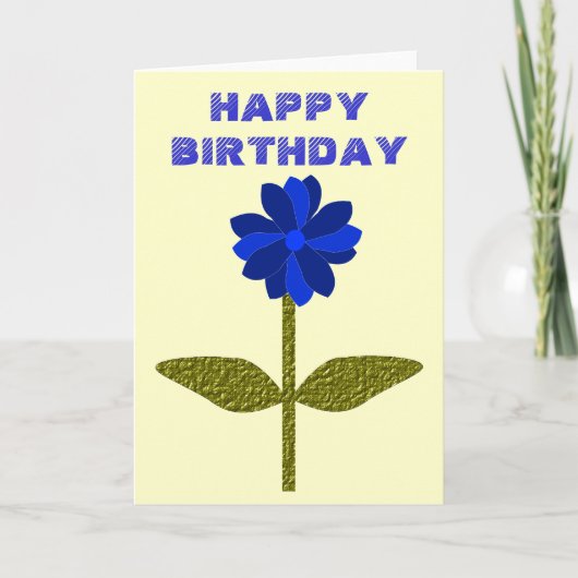 Daisy Ocean Blue Birthday Kaart (Voorkant)